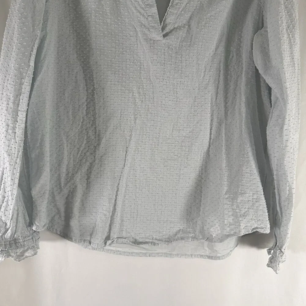 J Crew Blouse Women's Small Light Blue V-Neck Long Sleeve Textured Pullover